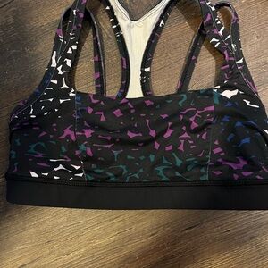 Lululemon Athletica Black and Purple Sports Bra with Supportive Straps​